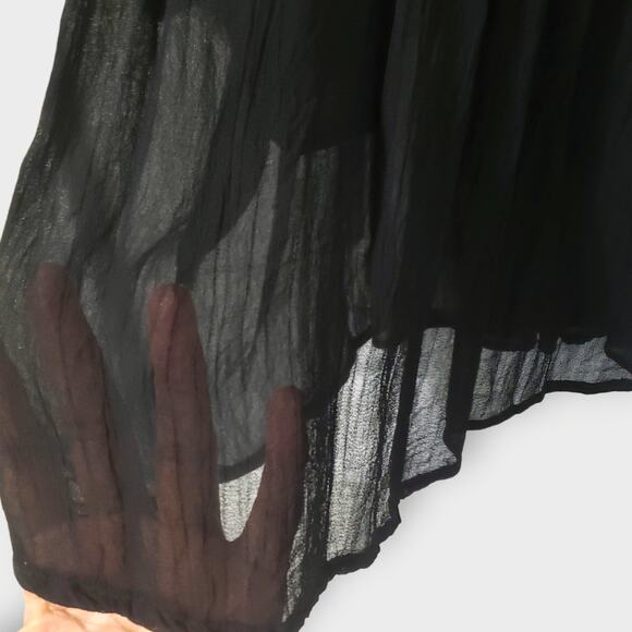 World Market Black Floral Lace Top Sheer Chiffon Overlay Sz L/XL Goth Fairycore - Picture 5 of 14